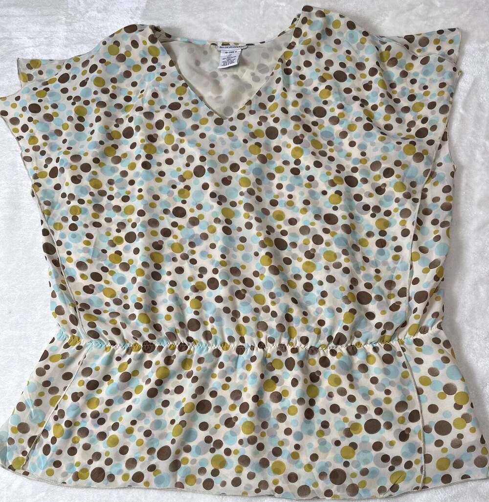 Jessica London Women’s Multicolor Top Short Sleeve Polka Dot Sheer Lined Sz 20